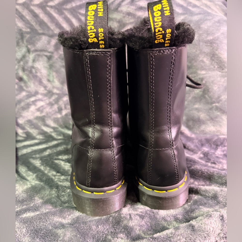 Dr Martens Faux Fur Lined Combat Boots - Picture 4 of 7